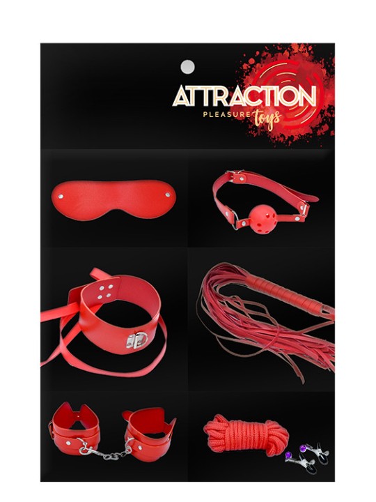 KIT BDSM 7 PEZZI "ATTRACTION TOYS" COLORE: ROSSO KIT BDSM 7 PEZZI "ATTRACTION TOYS" COLORE: ROSSO